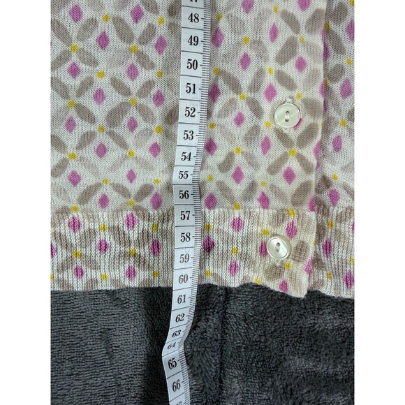 LOFT Ann Taylor Cardigan Sweater Medium M NWT Diamond Print Ramie Rayon White. - Picture 9 of 12